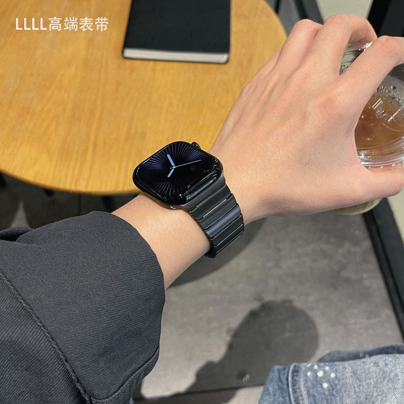 适用iWatchS1146mm不锈钢表带苹果手S10金属表带Applewatch表带男