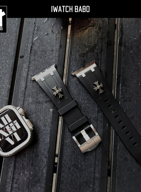 复古硅胶表带适用苹果手表运动硅胶表带applewatch11金属秒变壳