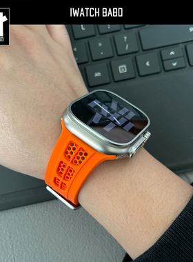 适用iwatch10代硅胶表带苹果手表S9applewatch1146mm运动表带男