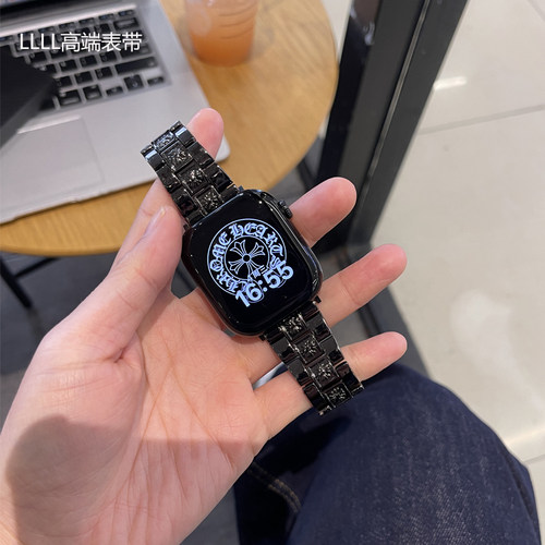 适用iWatchS11复古克罗心表带