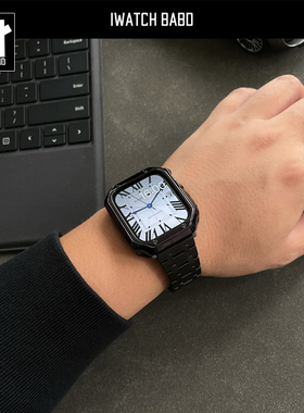 适用applewatch8910金属表带苹果手表iwtch46mmAP不锈钢表带