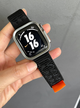 秒变壳尼龙表带套装适用苹果手表S89applewatchs11回环表带46mm男