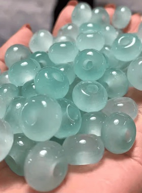天然翡翠高冰透天青冻色算盘珠隔珠DIY散珠耳坠手链吊坠玉石配件