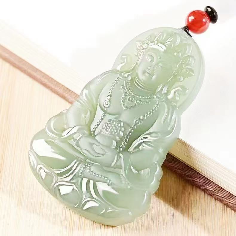 天然和田玉色玉石观音菩萨吊坠玉观音石玉坠玉观音玉佩挂件男女款