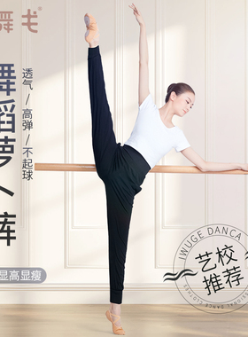 黑色舞蹈裤女萝卜裤跳舞裤子秋季宽松束脚形体裤服中国舞练功裤男