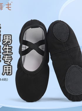 舞蹈鞋男童黑色软底练功鞋男孩跳舞鞋男生专用儿童舞鞋男士中国舞