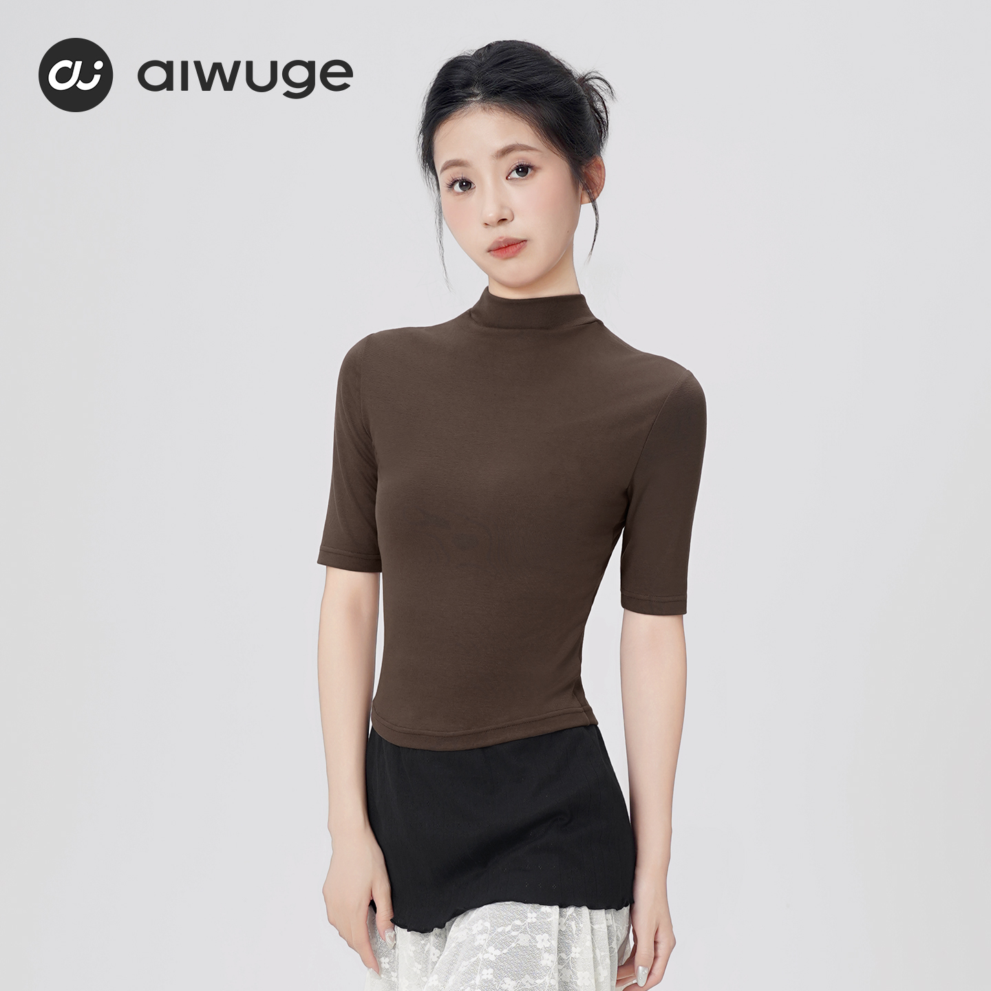 艾舞戈新款舞蹈服上衣女成人现代舞练功服中袖形体服古典舞套装秋