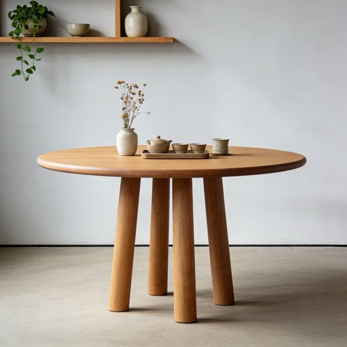 北欧简约现代设计师款实木餐桌椅组合家用圆桌饭桌