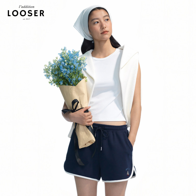 iamLOOSER 夏季系列 航海风复古包边空气感运动休闲宽松短裤