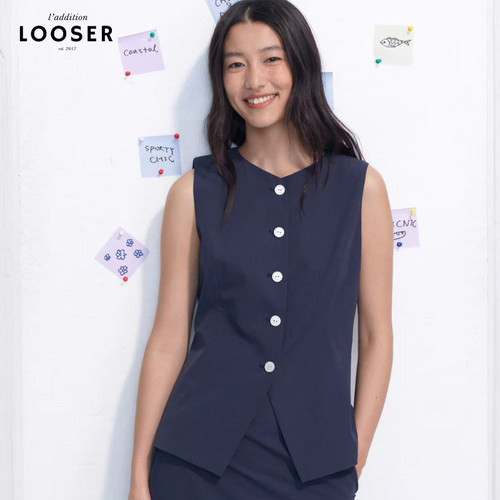 iamLOOSER 夏季系列 深灰蓝利落凉感无袖马甲上衣极简通勤风