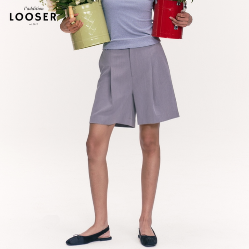 iamLOOSER 春季系列 灰色直筒短裤经典款格雷系通勤西装裤