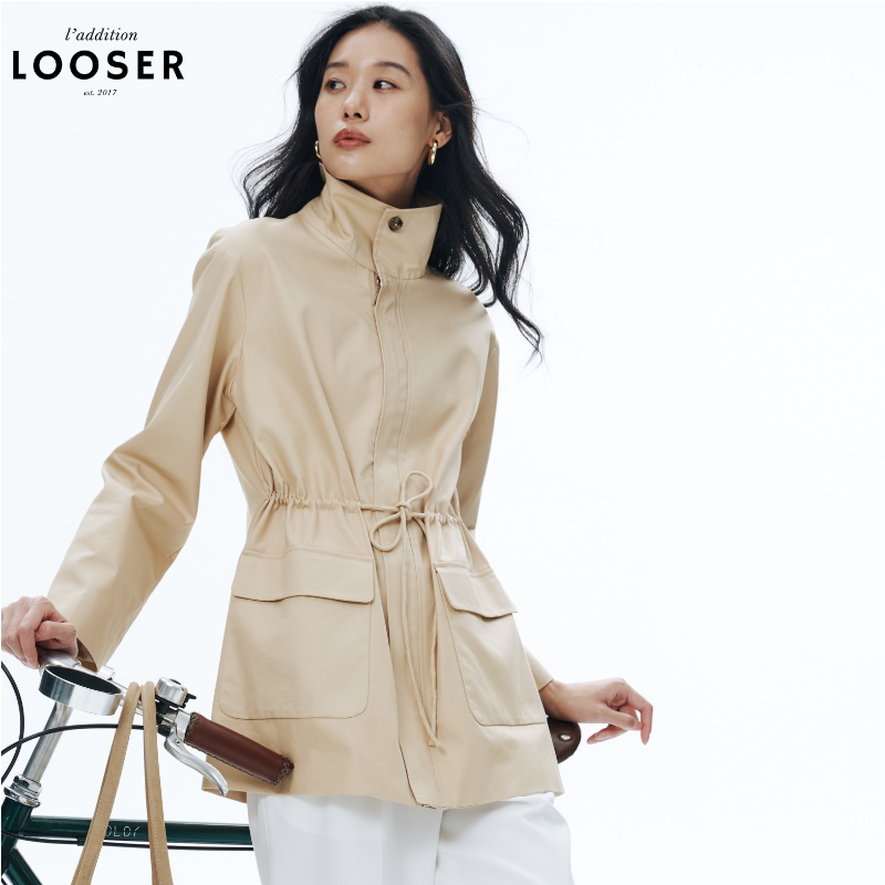 LOOSER英伦风中长款立领风衣外套