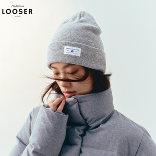iamLOOSER 冬季系列时尚潮人休闲风高弹翻边针织帽花灰色藏蓝色