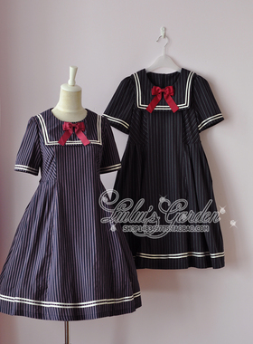现货  Lulus Garden 开学季 条纹学院水手领连衣裙