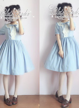 [特价现货]Lulus Garden Lillian 夏日的小淑女 条纹短袖连衣裙