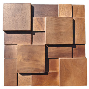 现代轻奢简约背景墙马赛克实木装 客厅餐厅吧台 饰板黑胡桃木新中式