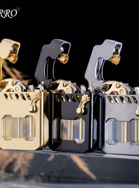 经典托伦斯赛博打火机摇臂佐罗机甲火机煤油仓弹射男一键透明