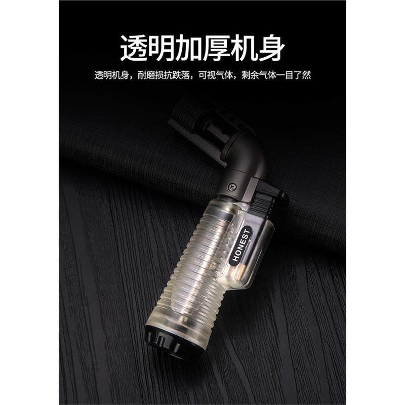直冲弯头焊枪百诚迷你烟斗充气雪茄便携艾灸专用透明檀香小打火机图片
