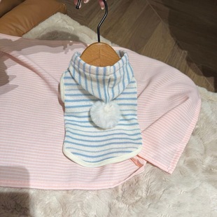 可爱条纹连帽卫衣猫咪狗狗宠物衣服春秋新款 约克夏比熊防掉毛背心