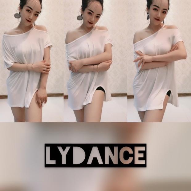 LyDance舞服拉丁胯肩宽松上衣漏肩性感包邮短袖漏肩露肩连衣裙