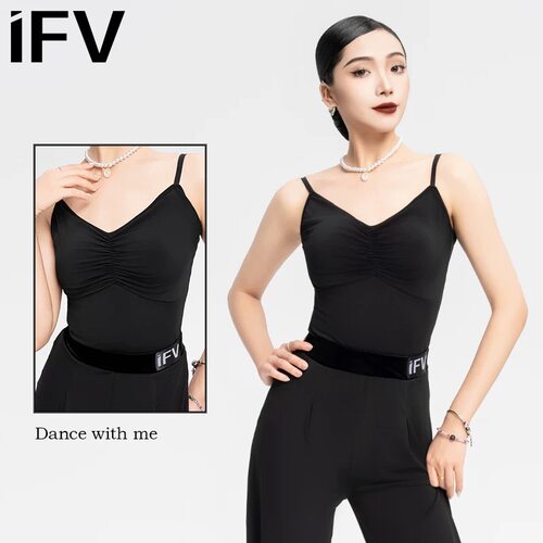 舞月吊带拉丁摩登舞服练功服IFV1040上衣连体衣显瘦带胸垫形体服