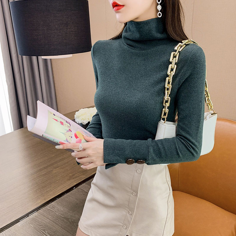 秋冬针织衫女内搭打底大衣里面的穿搭配牛仔背带裤包臂皮裙的上衣