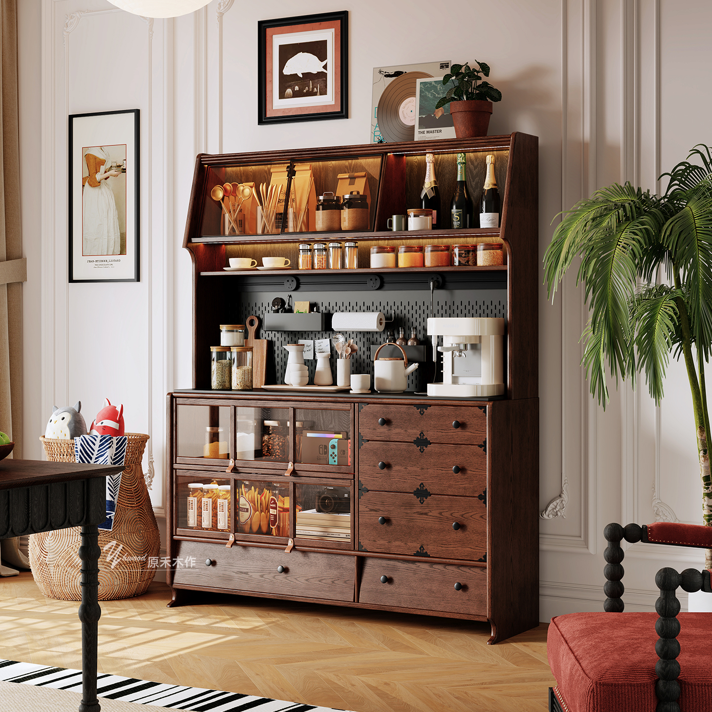 法式浪漫复古餐边柜纯实木餐厅