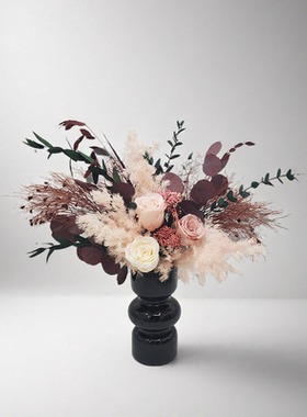 进口永生花真花卡布奇洛玫瑰轻奢客厅装饰干花花束生日礼物