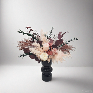 进口永生花真花卡布奇洛玫瑰轻奢客厅装饰干花花束生日礼物