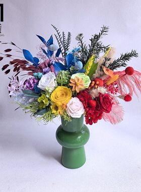 缤纷彩虹永生花束多巴胺送礼拍照