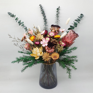 饰乔迁轻奢插花艺摆件 进口干花真花永生花diy花束材料客厅餐桌装