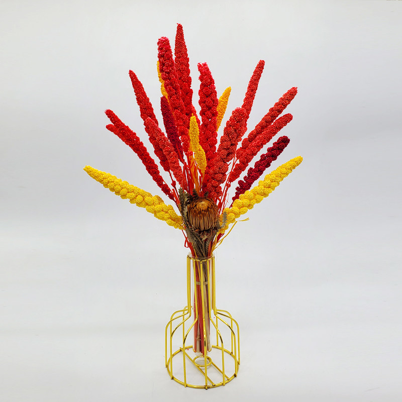 轻奢天然真花干花永生花小米进口穗佛塔招财花束客厅餐桌创意摆件