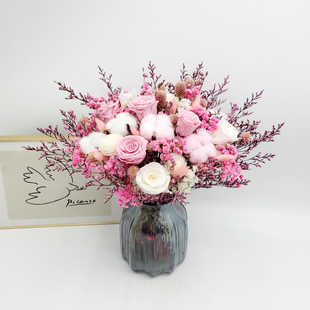 轻奢高端ins永生花玫瑰新娘结婚婚礼手捧花束家居装饰干花摆设件