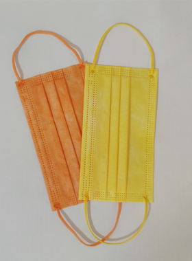 一次性口罩黄色橘黄色橙色彩色混色独立包装三层装饰韩版潮款男女