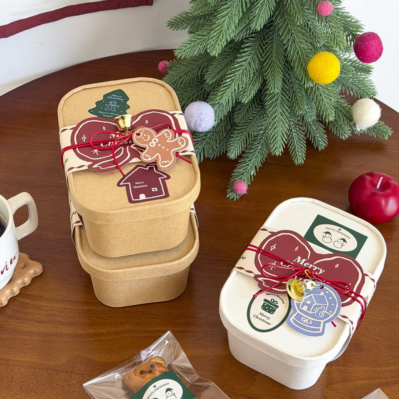 2025新款圣诞包装盒烘焙奶枣雪花酥糖霜糖果打包盒零食点心便当盒