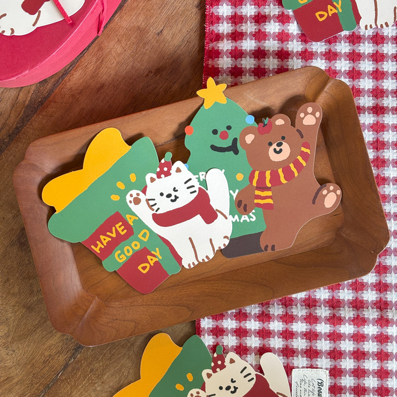 可爱小熊圣诞树饼干包装袋创意节日烘焙点心零食分装袋高颜值袋子