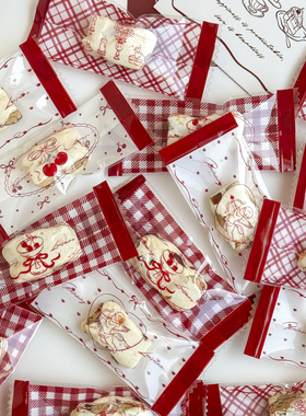 2026红色糖果袋烘焙牛轧糖新年春节包装袋透明太妃糖纸马年机封袋