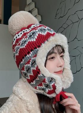 冬暖季毛绒雷保锋帽子女防防寒骑风行户外冬天骑车MZ-12915加绒加