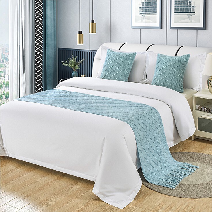 北欧纯色床旗酒店民宿百搭床尾巾休闲装饰毯子奶油风床上搭巾简约,床上用品,床盖,淘宝优惠券,粉丝福利购,淘宝优惠卷