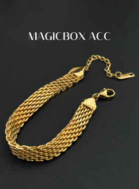 MAGICBOXACC欧美简约金属链条表带钛钢手链小众设计感叠戴手饰女