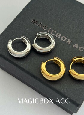MAGICBOXACC简约几何圆圈耳环女个性百搭气质钛钢不掉色耳扣耳圈