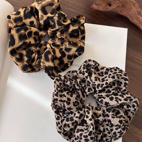个性豹纹大肠发圈千禧辣妹低马尾扎发皮筋头绳高级感发饰头饰