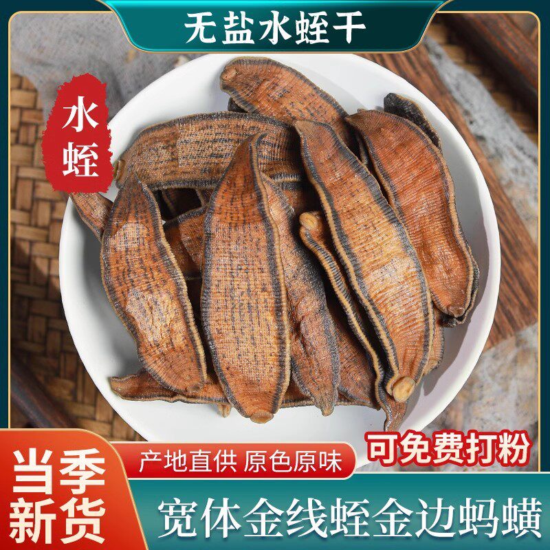 热卖清水金边水蛭干无盐无矾无硫金钱水蛭蚂蟥宽体水蛭金线蚂蟥