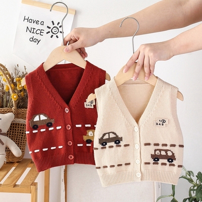 婴儿秋季马甲男女童针织开衫小背心宝宝毛线坎肩男宝儿童春秋马夹