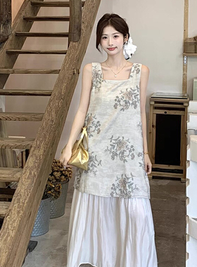 清仓169元【YUXI严选】南油欧货拼接荷叶边背心连衣裙气质高级