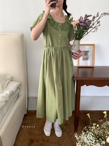 清仓189元！韩标【YUXI严选】温柔淑女甜美减龄荷叶领百搭连衣裙