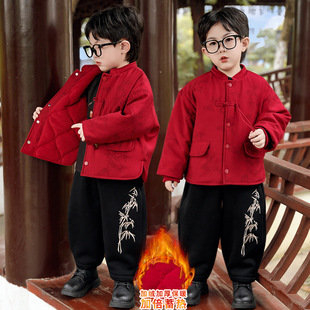 新中式汉服男童唐装喜庆拜年服套装儿童西装上衣男孩中国风小少爷