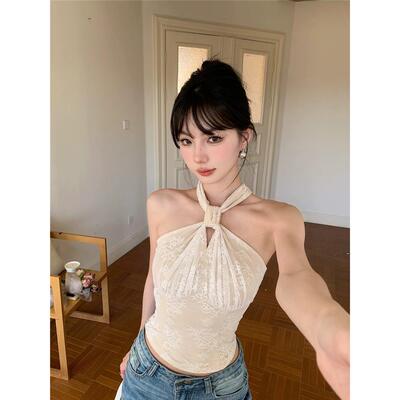 泰式绝美挂脖吊带背心女夏外穿