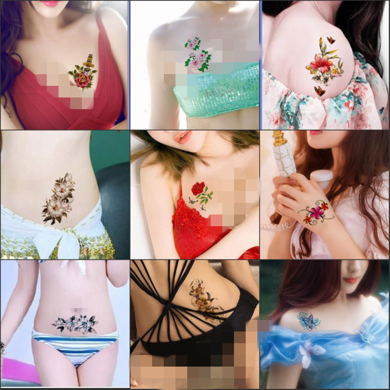 纹身贴防水一套27张遮疤痕腹部