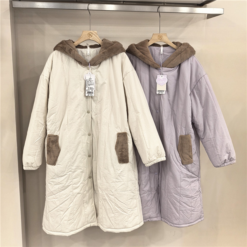 穗得美992808舒适风衣布韩秀轻羽棉夹棉加厚保暖女睡裙家居服睡衣